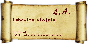 Lebovits Alojzia névjegykártya